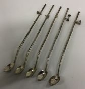 A set of six silver ice cream spoons of Chinese de