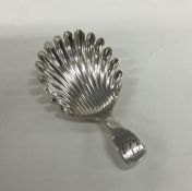 A Scottish silver caddy spoon with fluted bowl. Ap