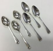 A good set of six crested silver dessert spoons. L