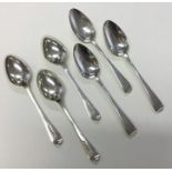 A good set of six crested silver dessert spoons. L