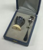 An Art Deco silver mounted two piece christening s