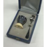 An Art Deco silver mounted two piece christening s