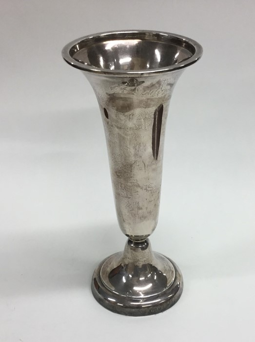 A large tapering silver spill vase. Birmingham. By