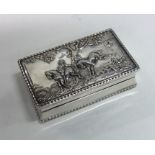 A Continental silver snuff box depicting a horse s