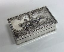 A Continental silver snuff box depicting a horse s