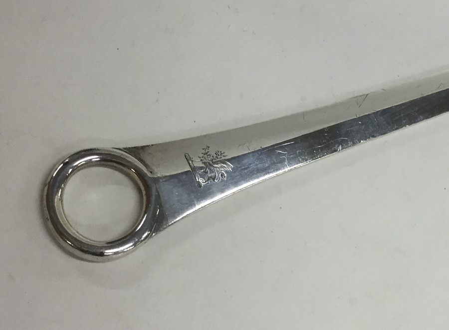 A Georgian silver meat skewer with crested ring te - Image 2 of 3