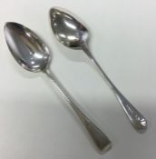 A good pair of Georgian silver bright cut tablespo