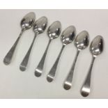 A good set of six Georgian silver picture back tea