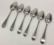 A good set of six Georgian silver picture back tea