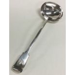 A large fiddle pattern silver soup ladle with cres