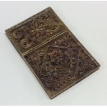 A Continental silver gilt filigree card case. Appr