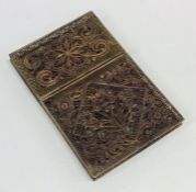 A Continental silver gilt filigree card case. Appr