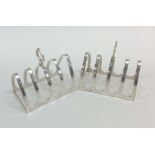 An unusual pair of five bar silver toast racks / s