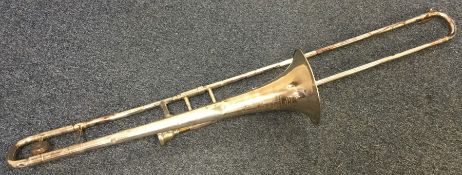 A large silver plated tenor trombone. Est. £50 - £