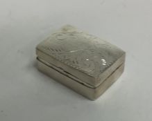 A late 20th Century hinged top silver pill box. Ap