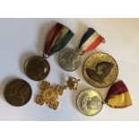 A Victorian bronze medallion etc. Est. £30 - £40.