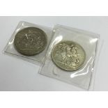 An 1893 silver Crown together with one other. Appr