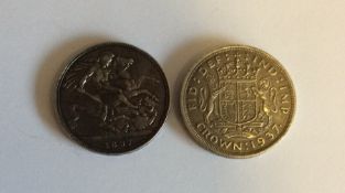 A 1937 Crown together with one other. Est. £20 - £