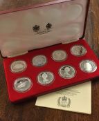 A cased set of eight silver proof Elizabeth II Sil