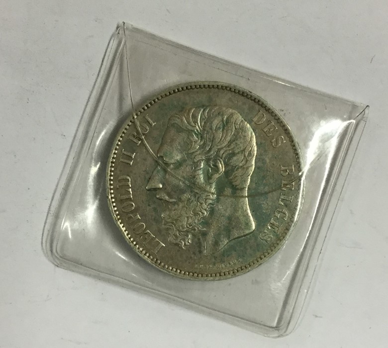 An 1873 silver 5 Franc coin. Est. £15 - £20. - Image 2 of 2