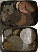 Two tins of commemorative and other coins. Est. £1