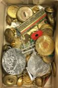 Old Military buttons, tokens etc. Est. £20 - £30.