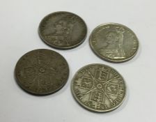 A group of four silver Victorian Crowns. Approx. 9
