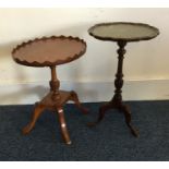 Two small pedestal tripod tables. Est. £10 - £20.
