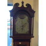 A good oak cased grandfather clock with mahogany c