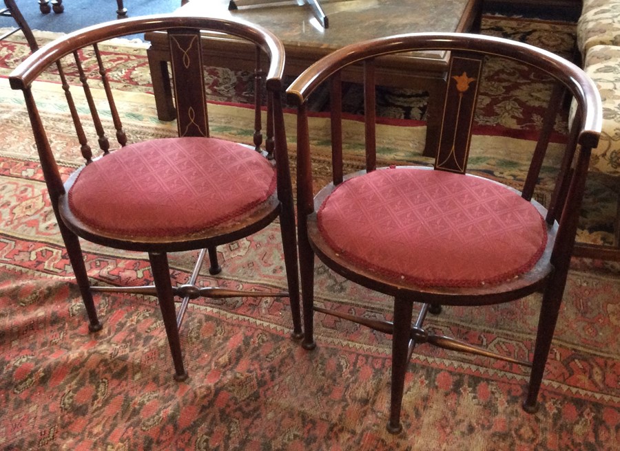A matched pair of Edwardian chairs. Est. £30 - £50