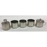 A heavy Chinese five piece silver condiment set. M