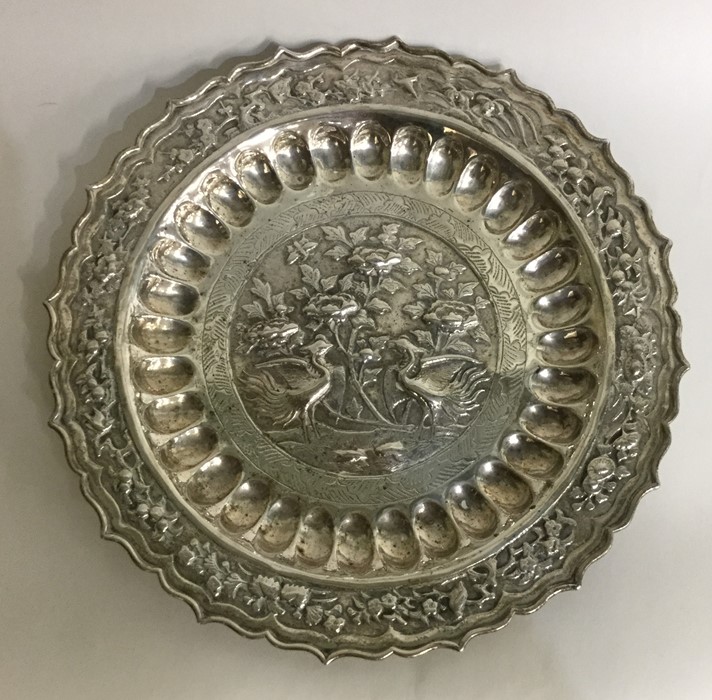 A circular Chinese silver dish decorated with bird - Image 2 of 3