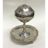 A South American silver incense burner on stand de