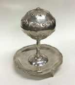 A South American silver incense burner on stand de