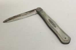 A small silver and MOP fruit knife. Sheffield. By