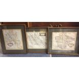 A group of three framed and glazed County maps. Es