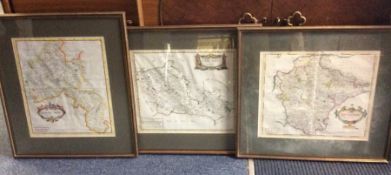 A group of three framed and glazed County maps. Es