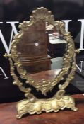 A tall brass mounted dressing table mirror. Est. £