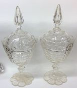 An attractive pair of good glass tapering pedestal