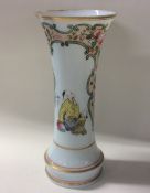 An unusual Oriental glass lustre spill vase decora