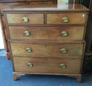 A mahogany chest of five drawers to bracket feet.