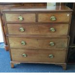 A mahogany chest of five drawers to bracket feet.