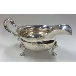 A good George II silver sauce boat with card cut r