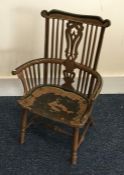 A small child's painted stick back chair. Est. £20