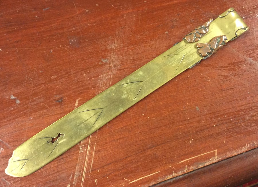 An unusual brass and copper paper knife of texture - Image 2 of 2