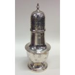 A tapering silver sugar caster of typical form. Sh