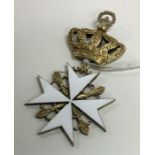 An unusual silver gilt and white enamelled Militar