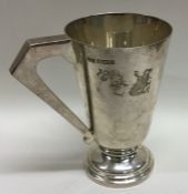 A heavy tapering silver christening cup. Sheffield
