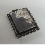A large rectangular Victorian silver locket with h