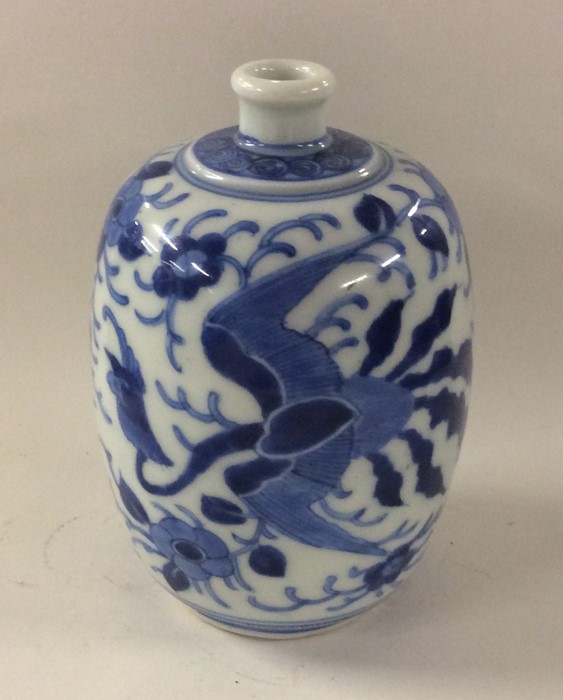 A Chinese blue and white bottle shaped vase decora - Image 2 of 3